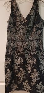 Black and Gold Knee Length Dress